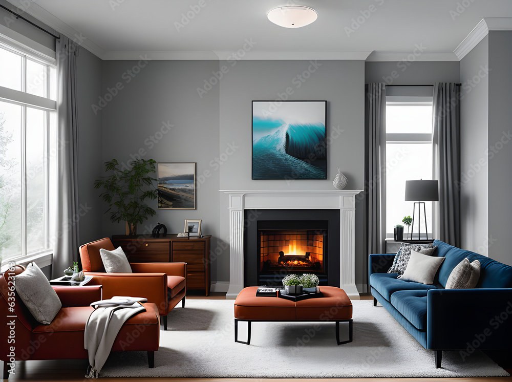 Fototapeta premium ultrarealistic living room medium shot hyperdetailed