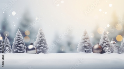  Winter background with snowflakes and bokeh. Merry Christmas Concept.
