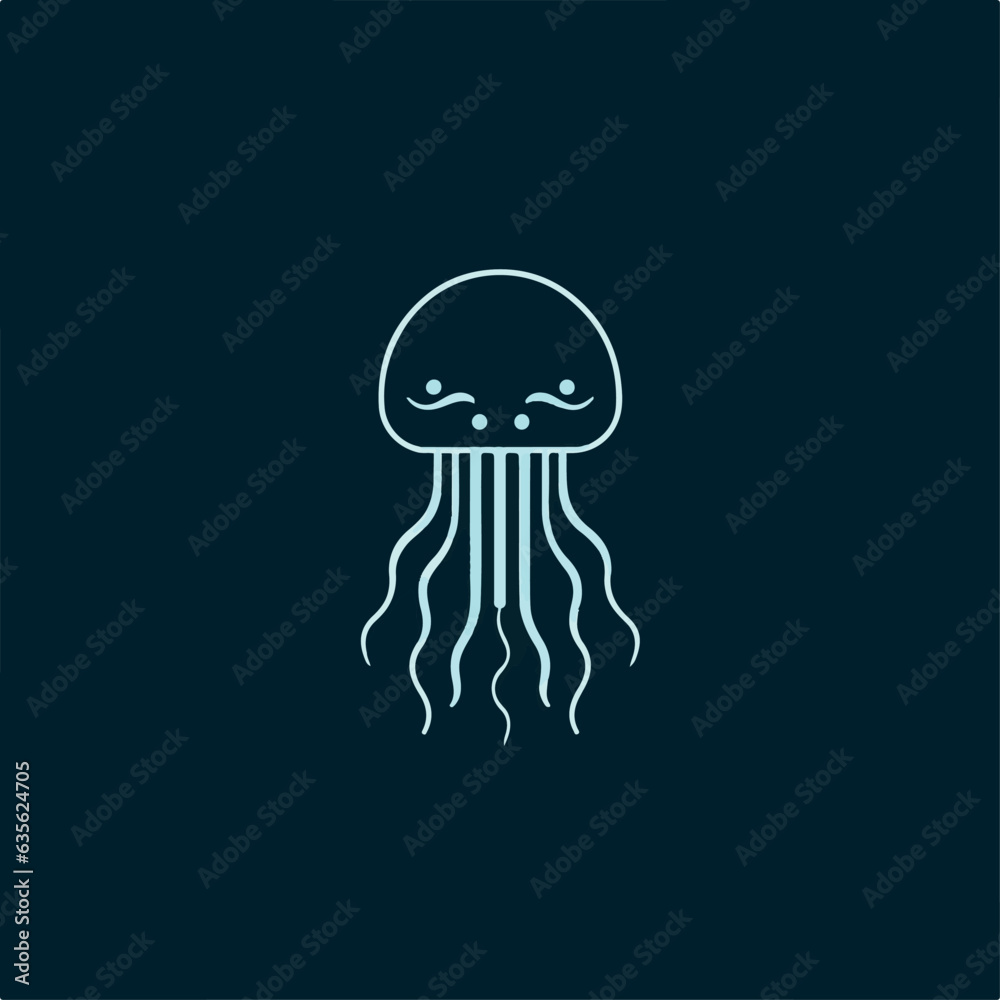 Jellyfish in cartoon, doodle style. 2d vector illustration in logo, icon style. 