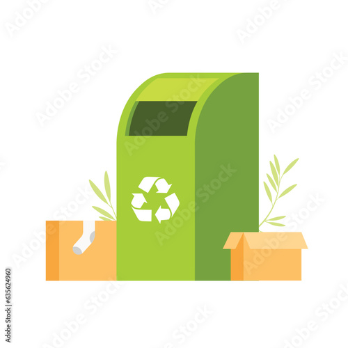 Textile recycling bin. Recycle and sustainable. Recycle symbol. Sort your clothes. Vector illustration in trendy flat style isolated on white.