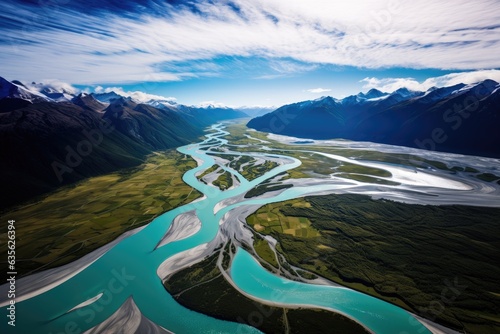 Aerial Image Of Rakaia River New Zealand photo