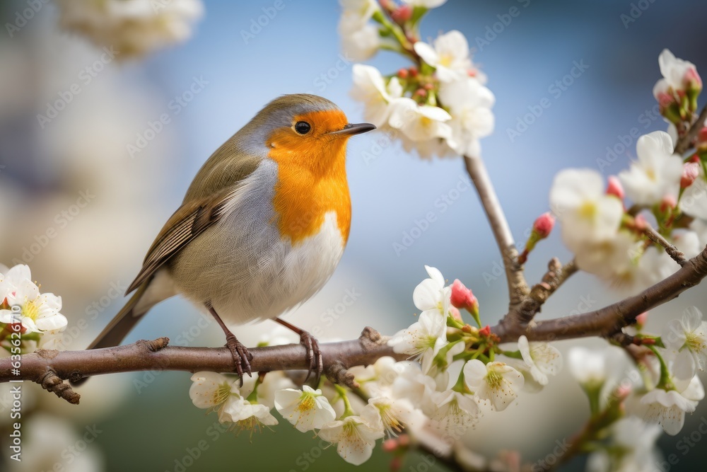 Bird Robin Erithacus Rubecula Small Bird Spring Time