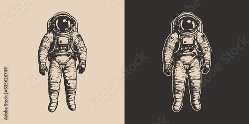Set of vintage retro astronaut nasa future space adventure explore. Galaxy science trip. Graphic Art. Vector Illustration