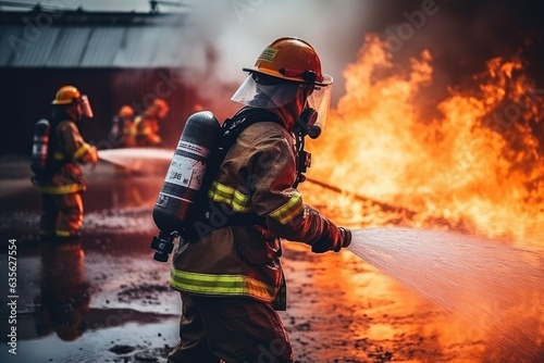 Firefighter Rescue Training In Fire Fighting photo