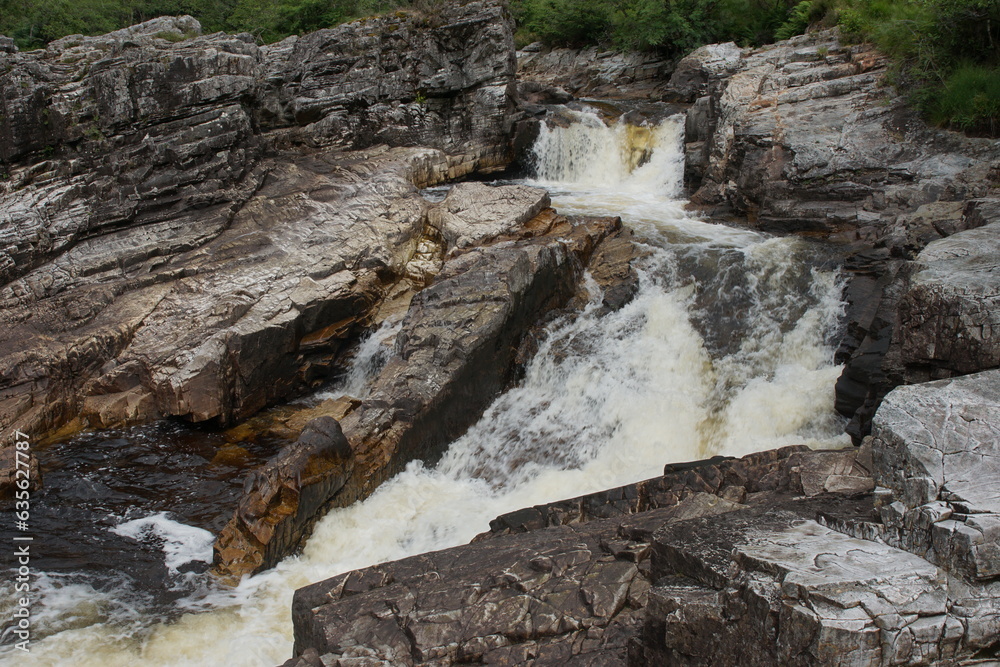 Obraz premium Eas Chathaidh Waterfalls on the River Orchy, Glen Orchy, Argyll and Bute, Scotland