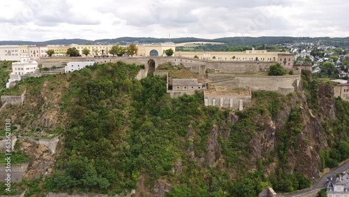 The Ehrenbreitstein fortress on a cloudy day. photo