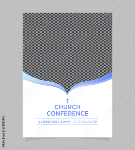 Sunday worship church conference event invitation, church flyer poster design with photo space, Social media poster web banner, worship flyer template, Vector illustration A4 size.