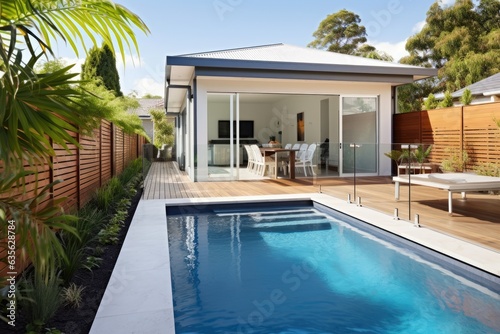 Rear Garden Of A Contemporary Australian Home With pool © Tymofii