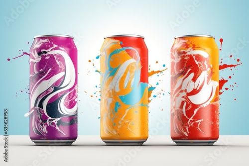 Soda Cans With Splash Mockup