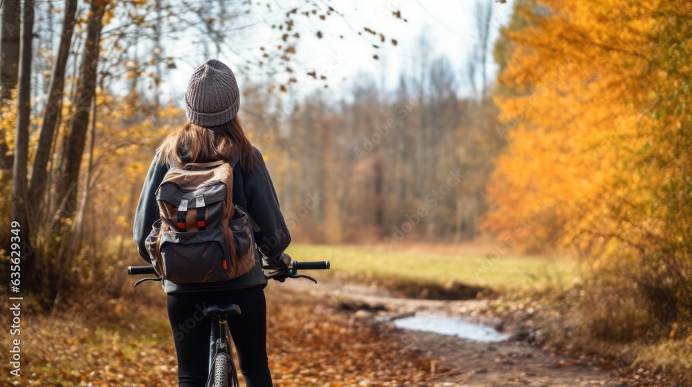 Fototapeta premium person riding a bike. Generative AI