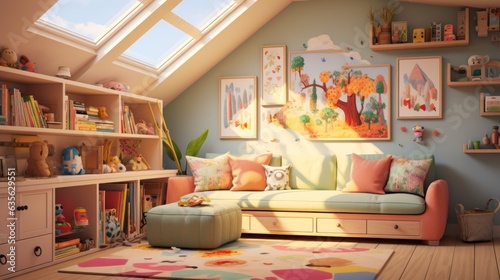 modern living room with sofa. Generative AI © ArtSpree