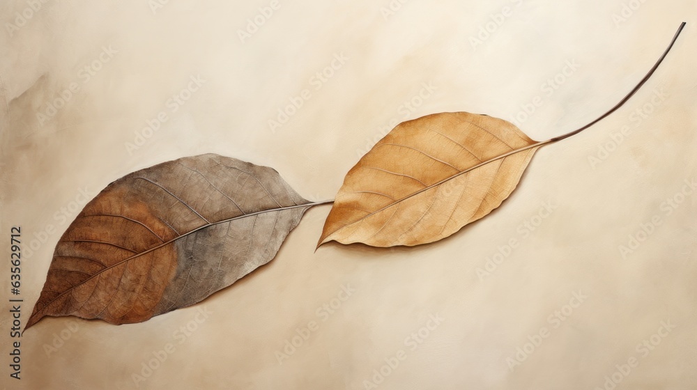 leaves on a wooden background. Generative AI leaves on a wooden background. Generative AI