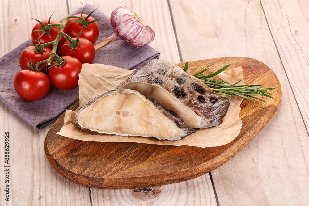 Raw wolffish steak for cooking Raw wolffish steak for cooking