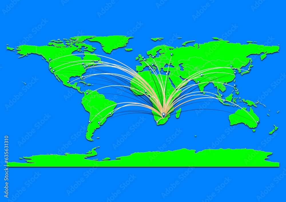 Naklejka premium Vibrant Rustenburg, South Africa map - Export concept map for Rustenburg, South Africa on World map. Suitable for export concepts. File is suitable for digital editing and prints of all sizes.