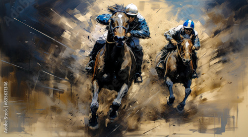 Horse Racing in an Oil Painting on Canvas Military Abstract Wallpaper Digital Art Illustration Generative AI Journal Background Backdrop Poster