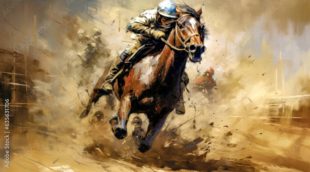 Horse Racing in an Oil Painting on Canvas Military Abstract Wallpaper Digital Art Illustration Generative AI Journal Background Backdrop Poster Horse Racing in an Oil Painting on Canvas Military Abstract Wallpaper Digital Art Illustration Generative AI Journal Background Backdrop Poster