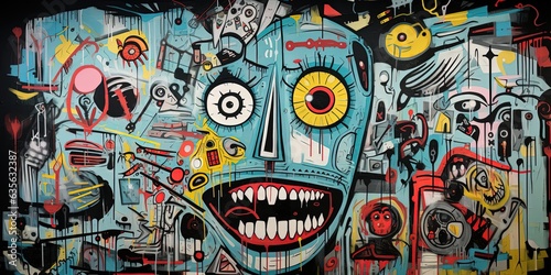 painting style illustration of punk zombie graffiti style  Generative Ai