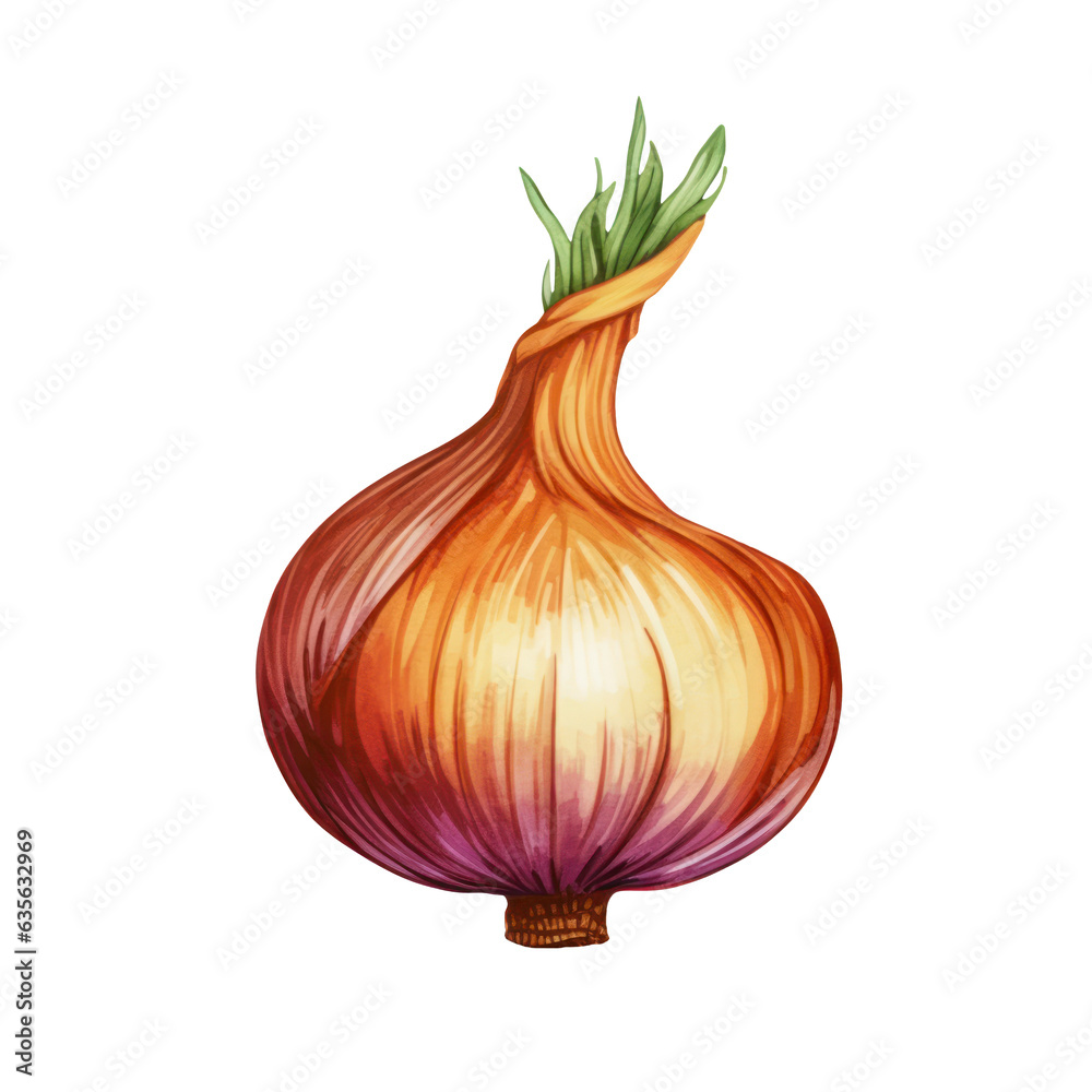 Isolated watercolor onion . 