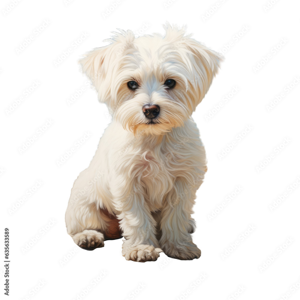 transparent background with Maltese sitting in front transparent background with Maltese sitting in front