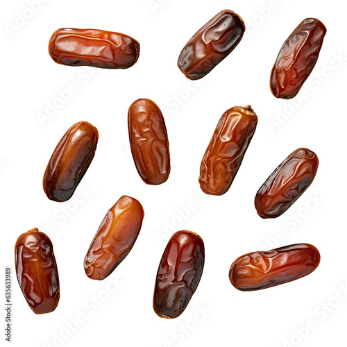 Top view of dates on transparent background with clipping path