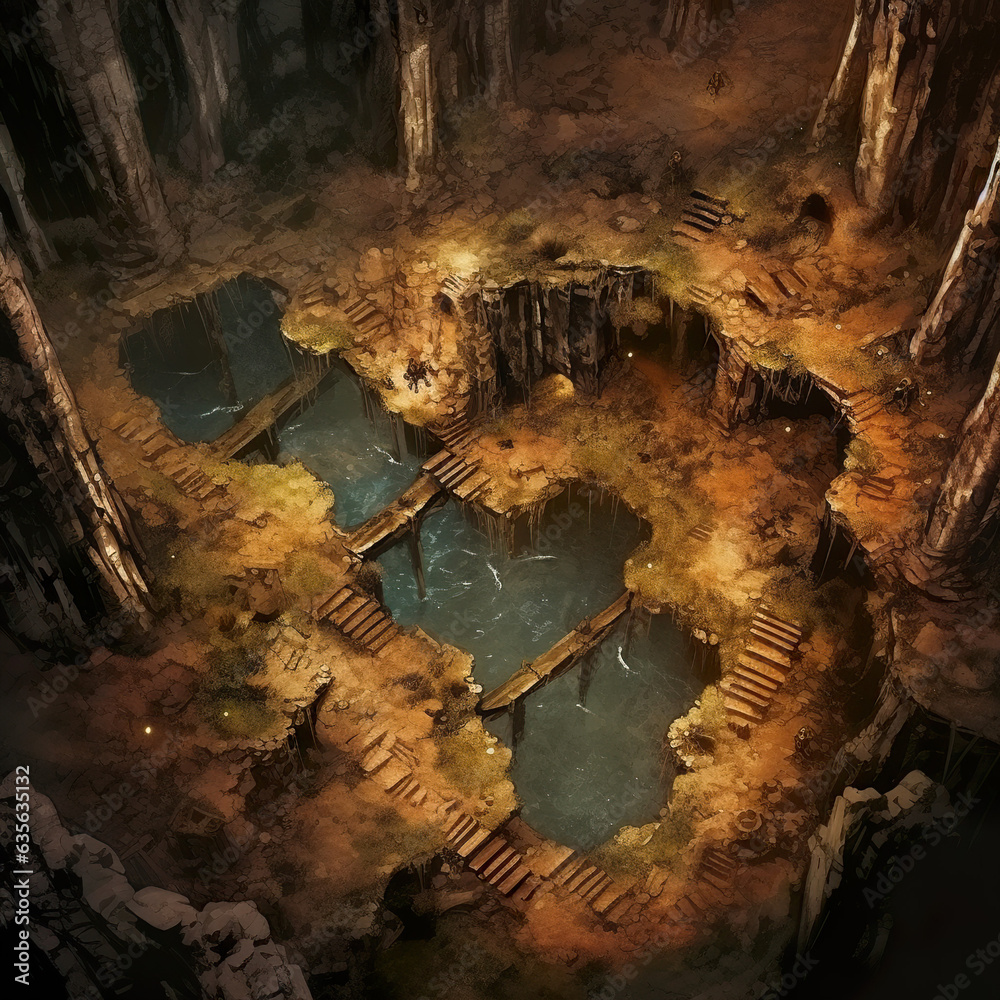 DnD Map Dungeon Cavern Exploration StockIllustration Adobe