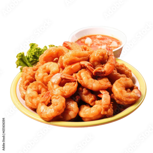 Shrimp cooked with garlic and vegetables