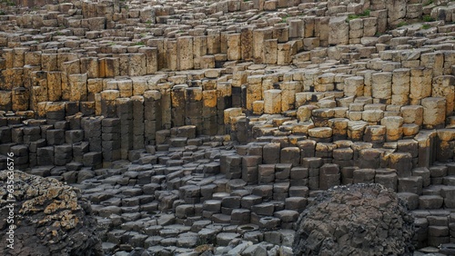 basalt rocks of different shades of color on the giant's causeway, ireland