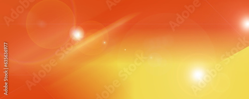 Long banner, gradient. Blurred orange and yellow background with lens flare effect. Template for advertising and autumn projects.