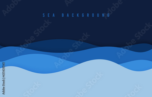 Seamless Dark Blue Wave Or Sea Background Pattern