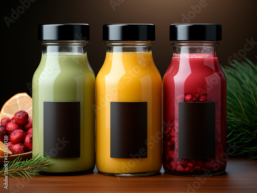 mock-up of detox juice bottles on a neutral background