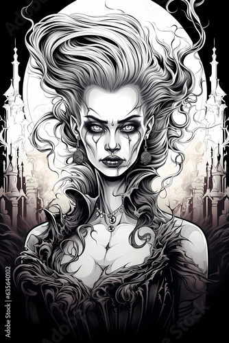 vampires, dracula, adult coloring prints, scary art, horror, vampir
