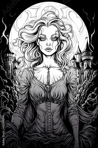 vampires, dracula, adult coloring prints, scary art, horror, vampir
