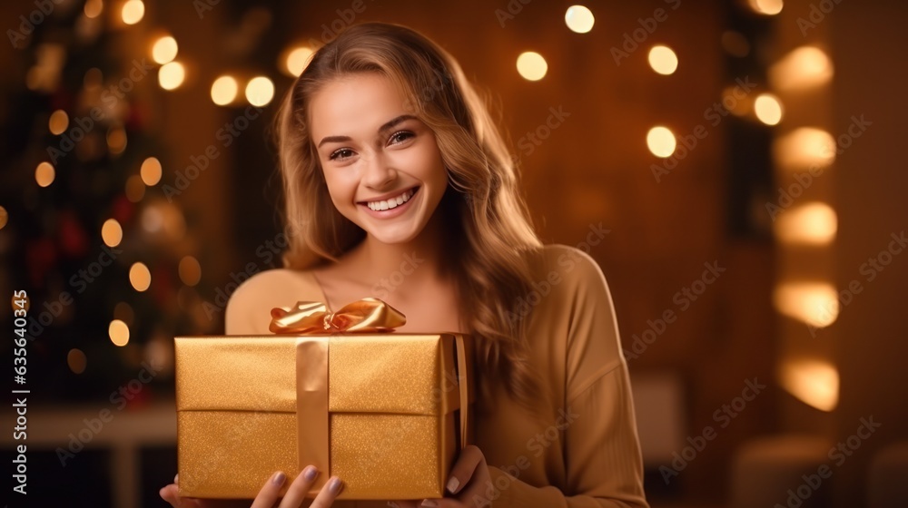 Girl with gift box Girl with gift box