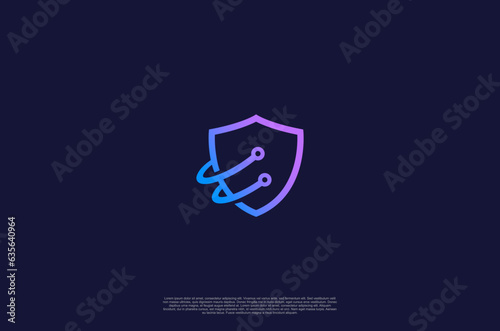 Security shield with icon technology logotype concept idea. Vector Design template element