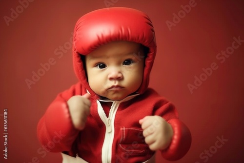 Baby in boxing outfit. Generated by AI