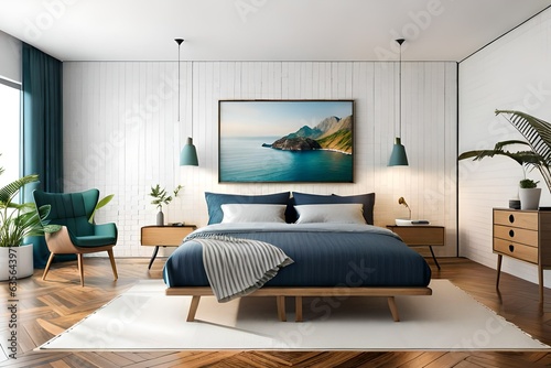 living room with a bed
