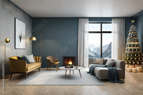 modern living room with fireplace