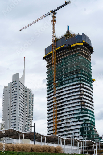 Photography High-rise building under construction in Vienna, Austria.