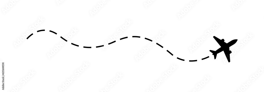 Flying plane. Travel vector icon. Airplane route. Flying plane. Travel vector icon. Airplane route.