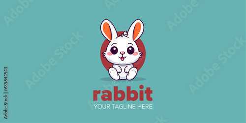 Playful Bunny Character: Hand-Drawn Mascot Logo Suitable for Pet Store, Toy Shop, Food Brand, and More