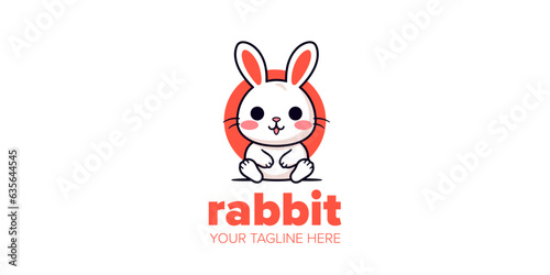 Versatile Bunny Mascot: Cartoon Logo Illustration Ideal for Pet Stores, Toys, Food Brands, and More