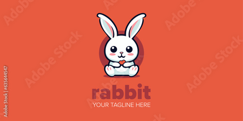 Adorable White Rabbit Cartoon: Logo Design Perfect for Pet Store, Toy Shop, Food Brand, and More