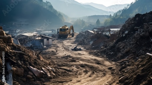 Aftermath of a landslide in a Chinese village © ArtCookStudio