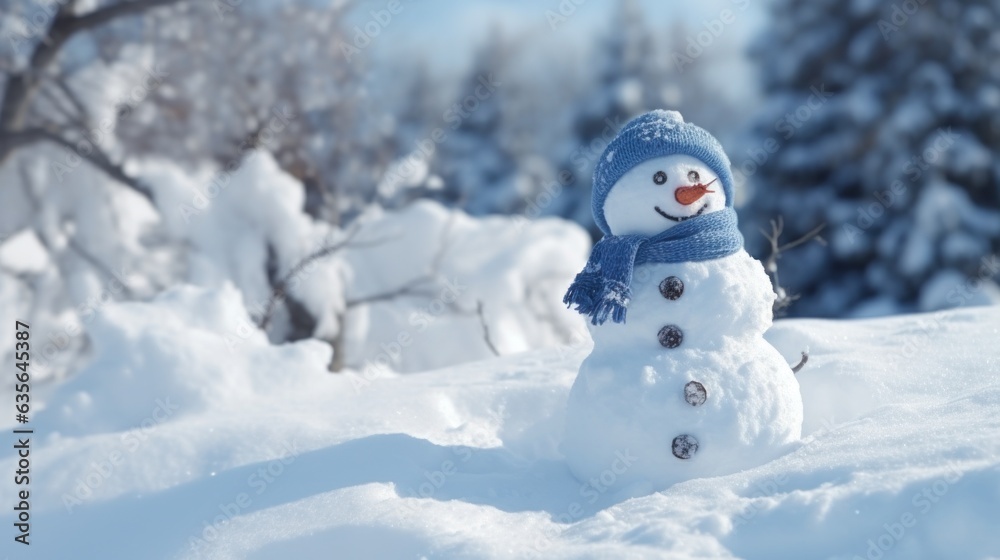 Fototapeta premium Snownam in snow background