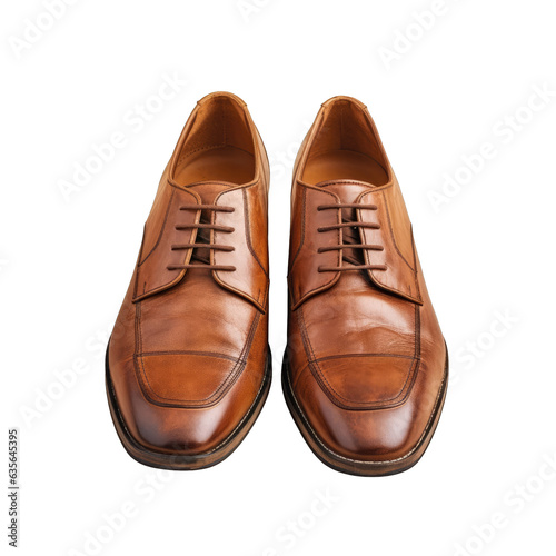 Brown men s shoes close up on a transparent background