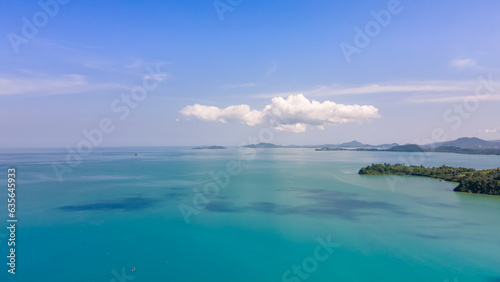 Aerial view of Ao Yon beach at sunset.   beautiful place Near the pier boarding point in Phuket  Thailand