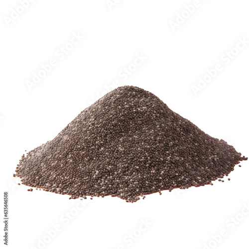 Chia seeds arranged on a transparent background Heap of nutritious chia seeds backdrop