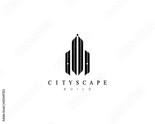 Modern building  apartment  residence  real estate  architecture  construction  skyscraper  cityscape  structure and planning logo design template.