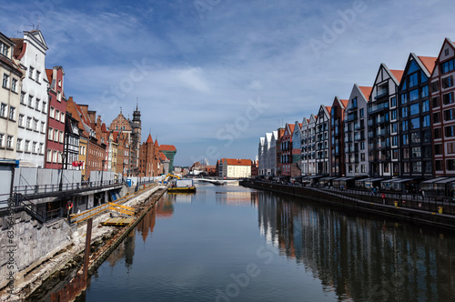 Beautiful city view of the port in the city of Gdansk  in Poland on a clear day