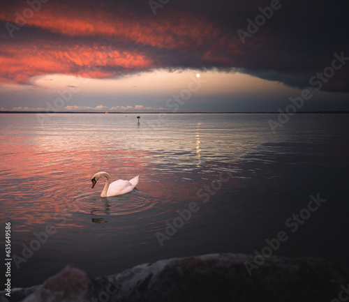 Fantastic sunset over lake ...